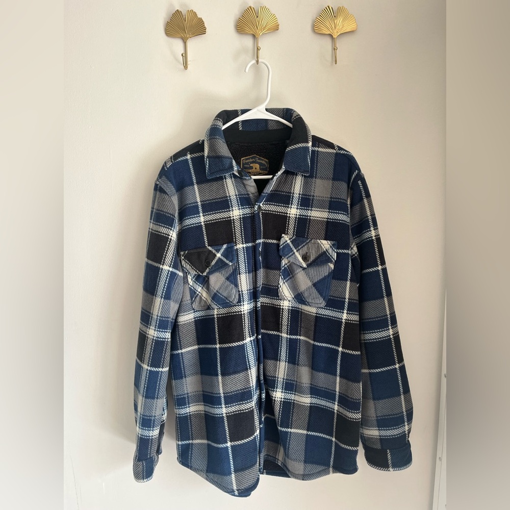 Blue and Black Plaid Button-Up Shacket
